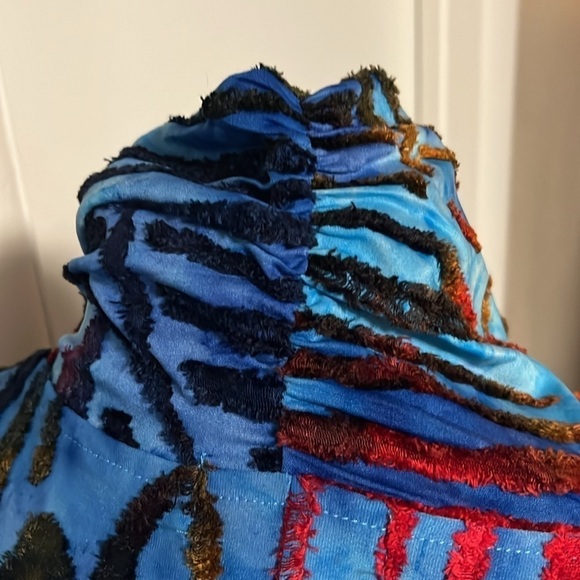 Blue colorful contemporary cardigan NWT size medium career classy - Picture 7 of 10